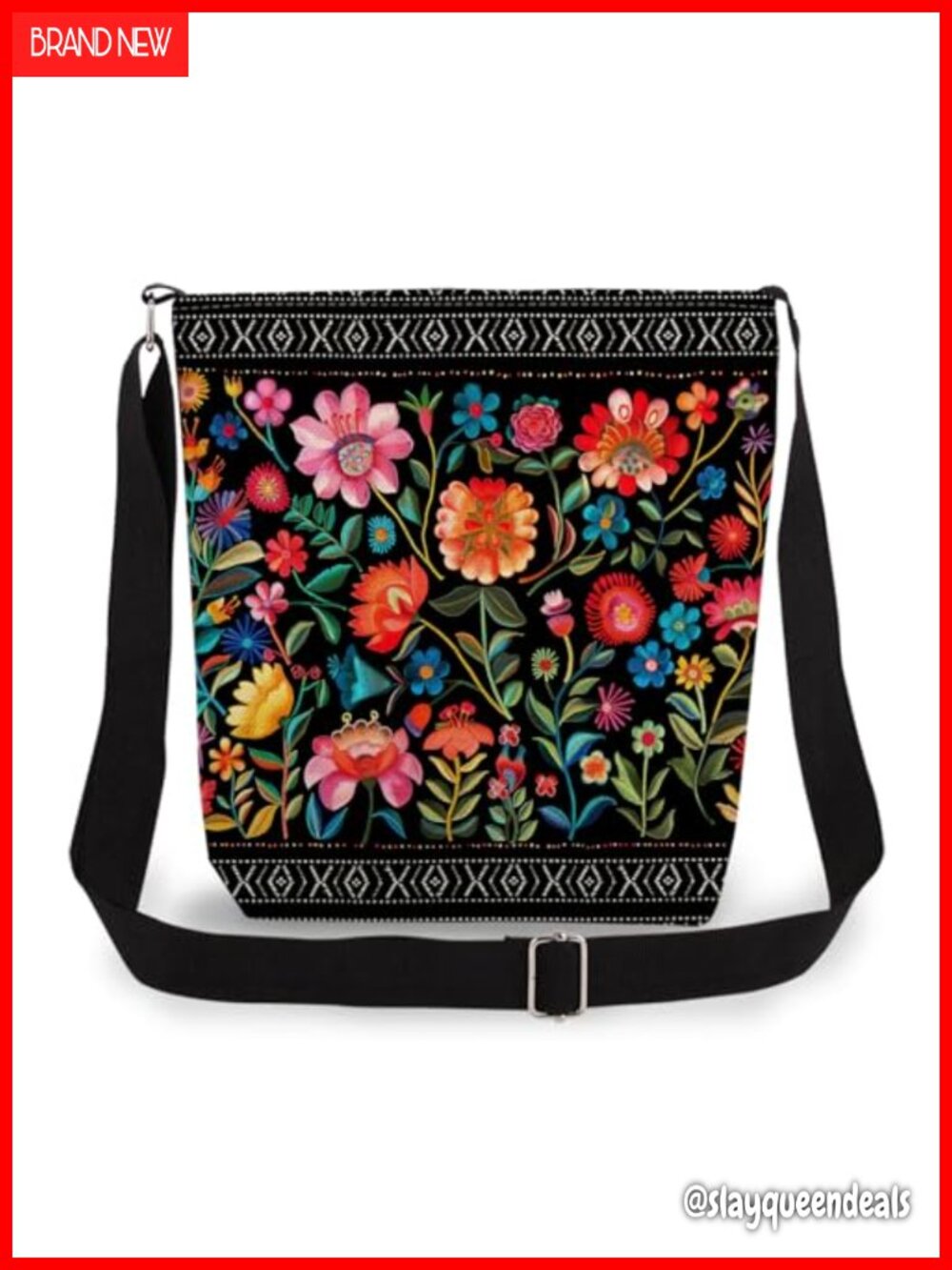 Floral Double-Sided Printed Adjustable Strap Crossbody Bag Pouch